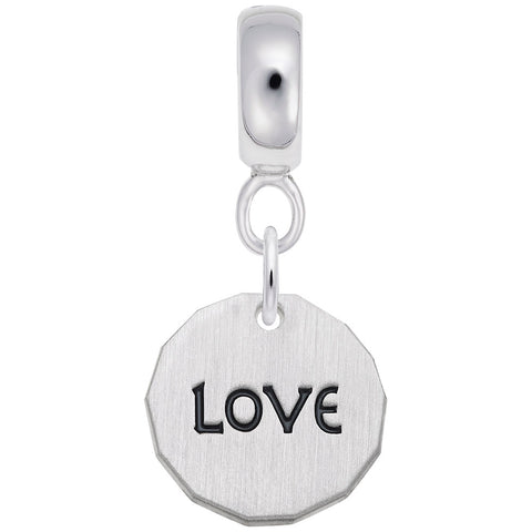 Tag- Love Charm Dangle Bead In Sterling Silver