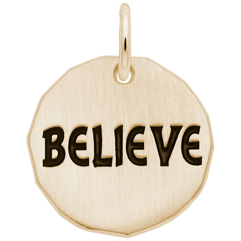 Tag- Believe Charm in Yellow Gold Plated