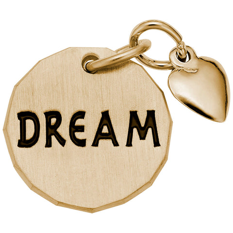 Dream Tag With Heart Charm In Yellow Gold