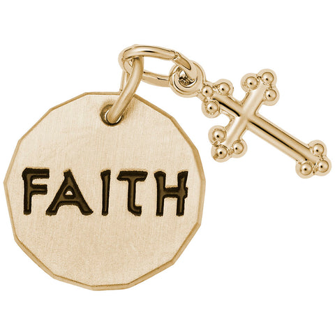Faith Tag With Cross Charm In Yellow Gold