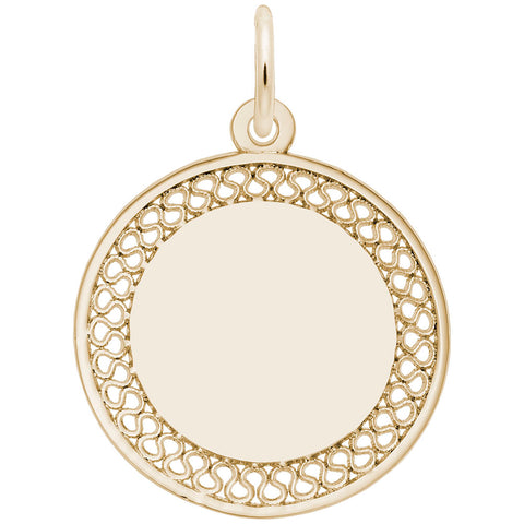 Filigree Disc Small Charm In Yellow Gold