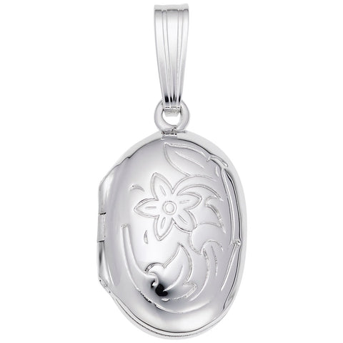 Locket Charm In 14K White Gold