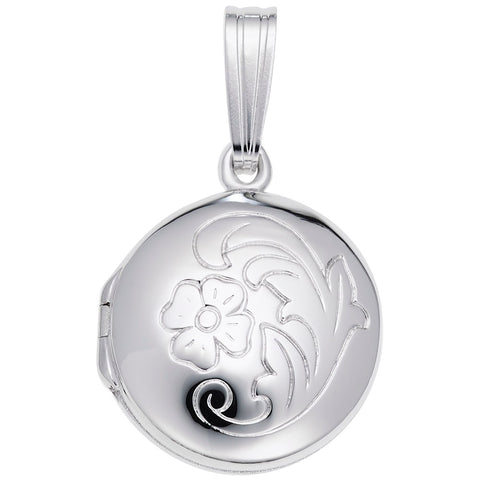 Locket Charm In 14K White Gold