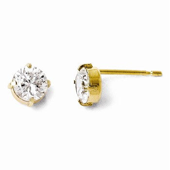 14k Yellow Gold CZ Stud-5.0mm Earrings