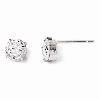 14k White Gold CZ Stud-5.0mm Earrings