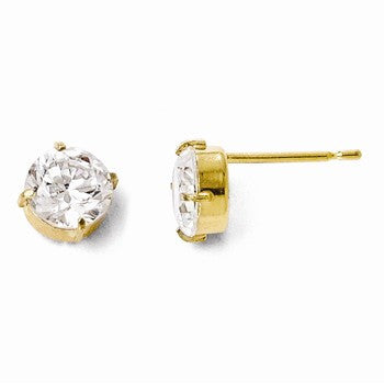 14k Yellow Gold CZ Stud-6.0mm Earrings