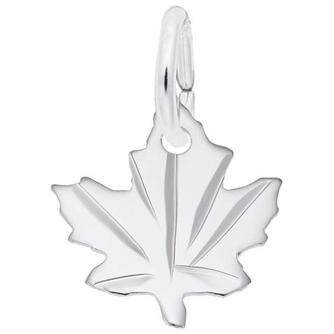 Maple Leaf Charm In 14K White Gold