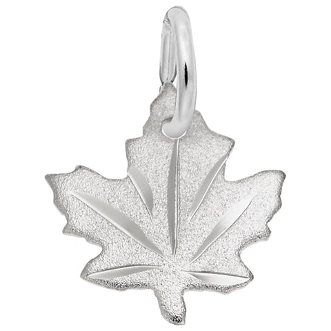 Maple Leaf - Satin Charm In Sterling Silver