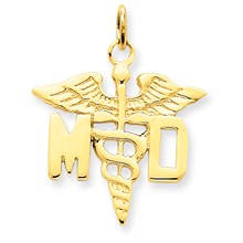 14k Gold Large M.D. Caduceus Charm hide-image