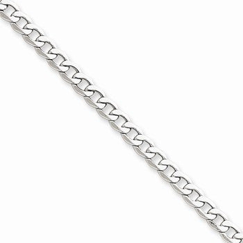 14K White Gold Semi-Solid Curb Link Chain