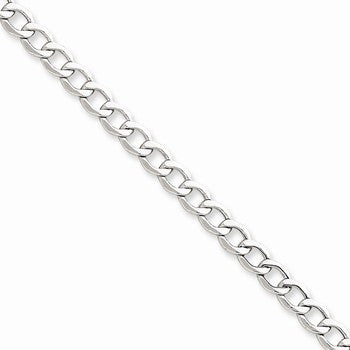 14K White Gold Semi-Solid Curb Link Chain