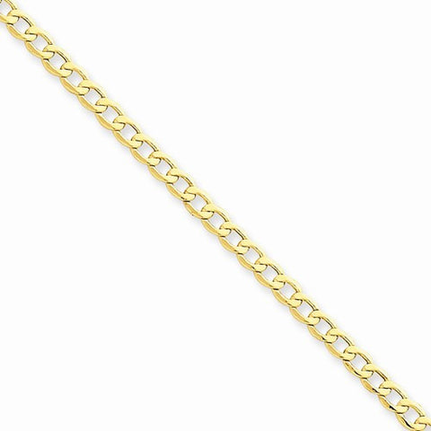 14K Yellow Gold Semi-Solid Curb Link Chain Bracelet