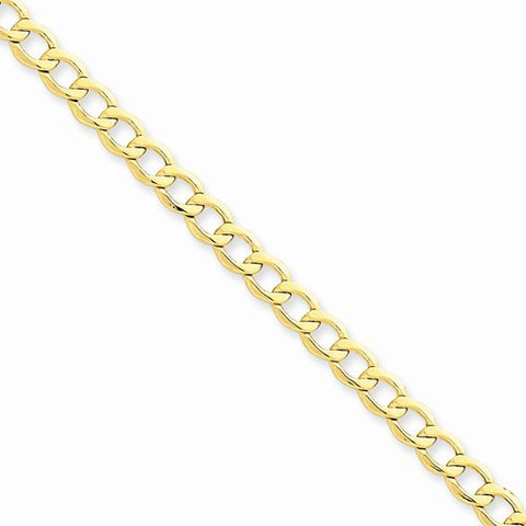 14K Yellow Gold Semi-Solid Curb Link Chain Bracelet
