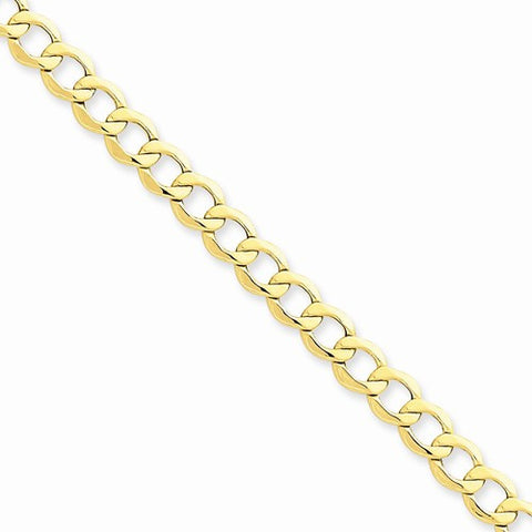 14K Yellow Gold Semi-Solid Curb Link Chain Bracelet