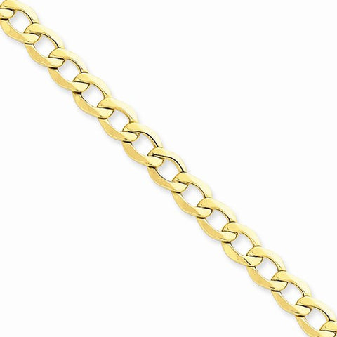14K Yellow Gold Semi-Solid Curb Link Chain Anklet