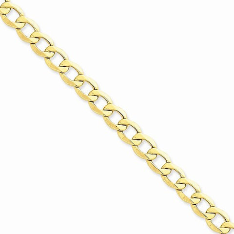 14K Yellow Gold Semi-Solid Curb Link Chain Bracelet