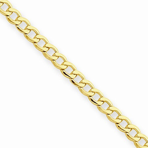 14K Yellow Gold Semi-Solid Curb Link Chain Anklet