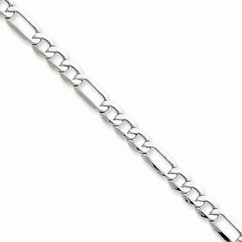 14K White Gold Semi-Solid Figaro Chain