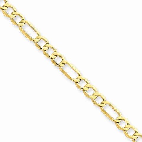 14K Yellow Gold Semi-Solid Figaro Chain Bracelet