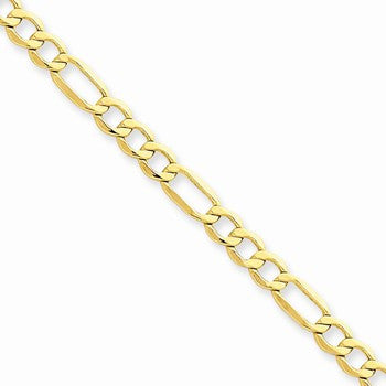 14K Yellow Gold Semi-Solid Figaro Chain