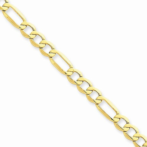 14K Yellow Gold Semi-Solid Figaro Chain Bracelet
