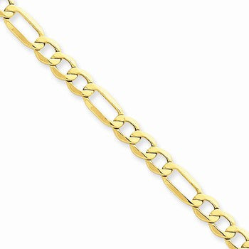 14K Yellow Gold Semi-Solid Figaro Chain