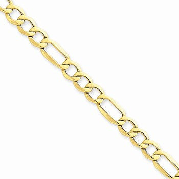 14K Yellow Gold Semi-Solid Figaro Chain