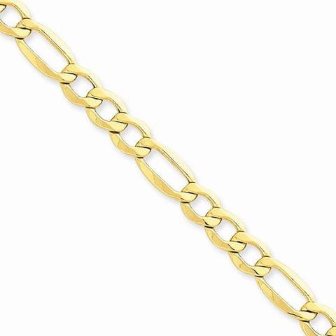 14K Yellow Gold Semi-Solid Figaro Chain Bracelet