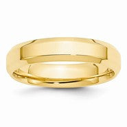 14k Yellow Gold 5mm Bevel Edge Comfort Fit Wedding Band