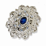 Silver-tone Dark & Light Blue Glass Stones Stretch Ring