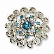 Silver-tone Light Blue & Aqua Crystals Swirl Stretch Ring