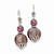 Silver-tone Purple Glass Stone Acrylic Bead Earrings