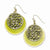 Brass-tone Filigree Green Enamel Circle Dangle Earrings