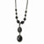 Black-plated Jet Glass Beads & Acrylic Stone Necklace