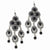 Silver-tone Black Glass Stones Ch&elier Earrings