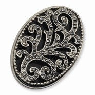 Silver-tone Black Crystal & Enamel Stretch Ring