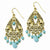 Gold-tone Teal Acrylic Beads Dangle Earrings