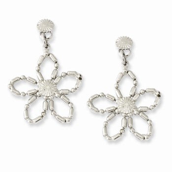 Silver-tone Flower Post Dangle Earrings