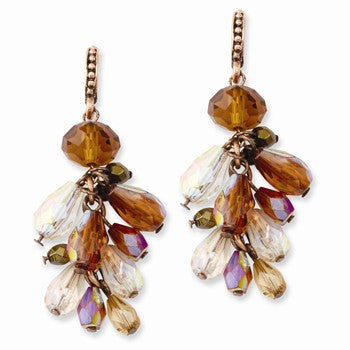 Copper-tone Multicolor Acrylic Beads Post Dangle Earrings