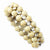 Brass-tone Cream Acrylic Beads & Clear Glass Stone Stretch Bracelet