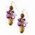 Brass-tone Purple Smokey Brown Acrylic Beads Dangle Earrings