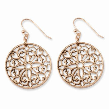 Rose-tone Round Dangle Earrings