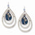Silver-tone Blue Crystal Enamel Teardrop Dangle Earrings