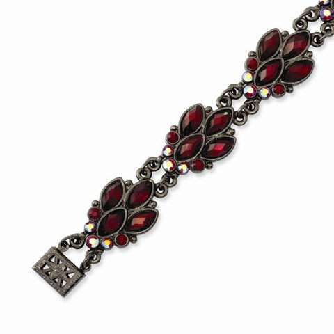 Black-plated Red Crystal Bracelet