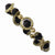 Brass-tone Black Acrylic Beads Stretch Bracelet