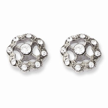 Silver-tone Clear Crystal Post Earrings