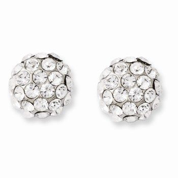 Silver-tone Clear Crystal Post Earrings