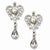 Silver-tone Simulated Pearl Crystal Post Dangle Earrings