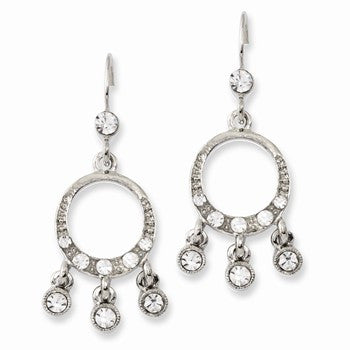 Silver-tone Crystal Ch&elier Dangle Earrings
