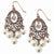 Rose-tone Silver-tone Glass Beads Crystal Ch&elier Earrings